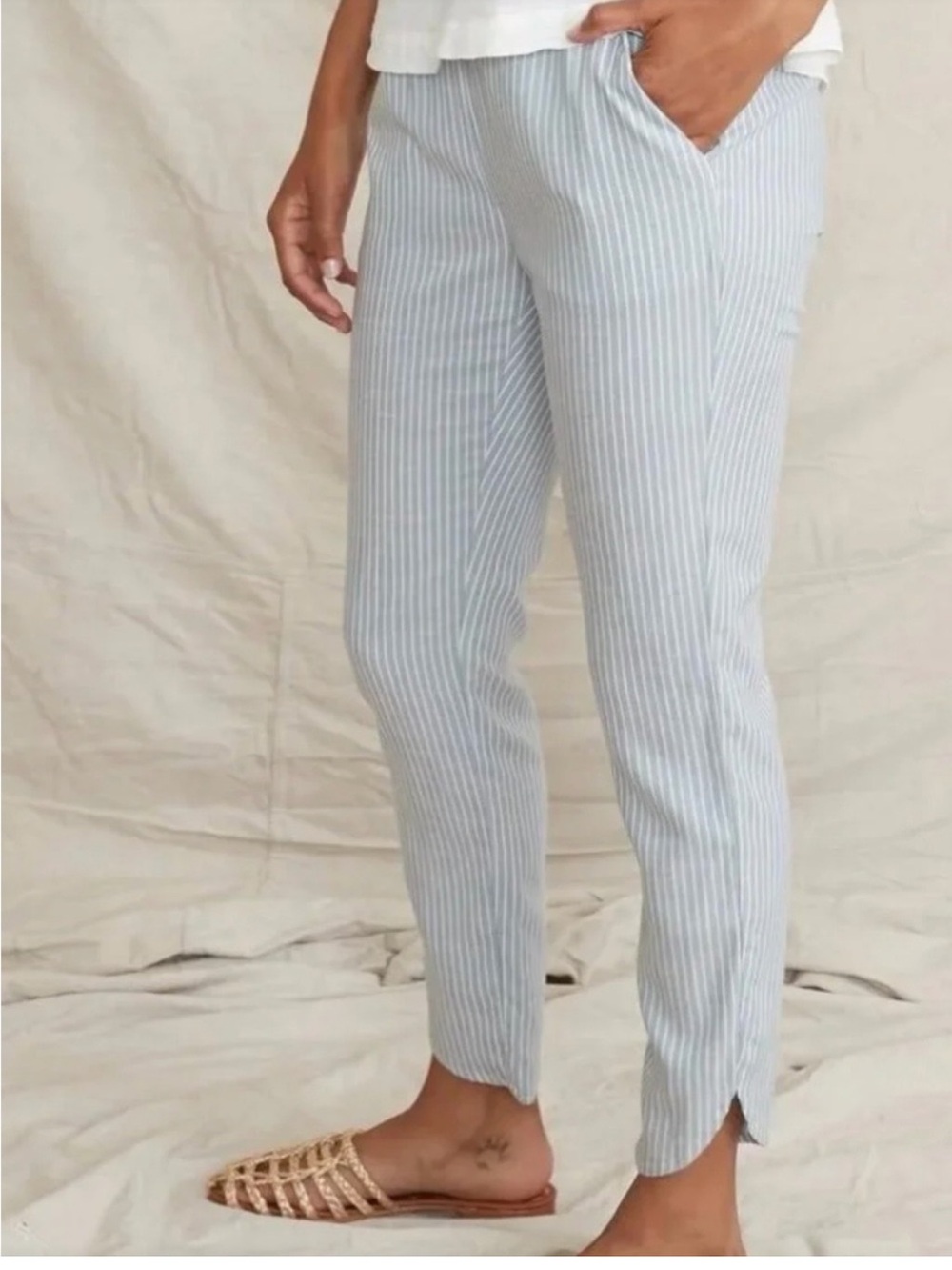 Marine Layer Allison Light Blue Striped Casual Pants